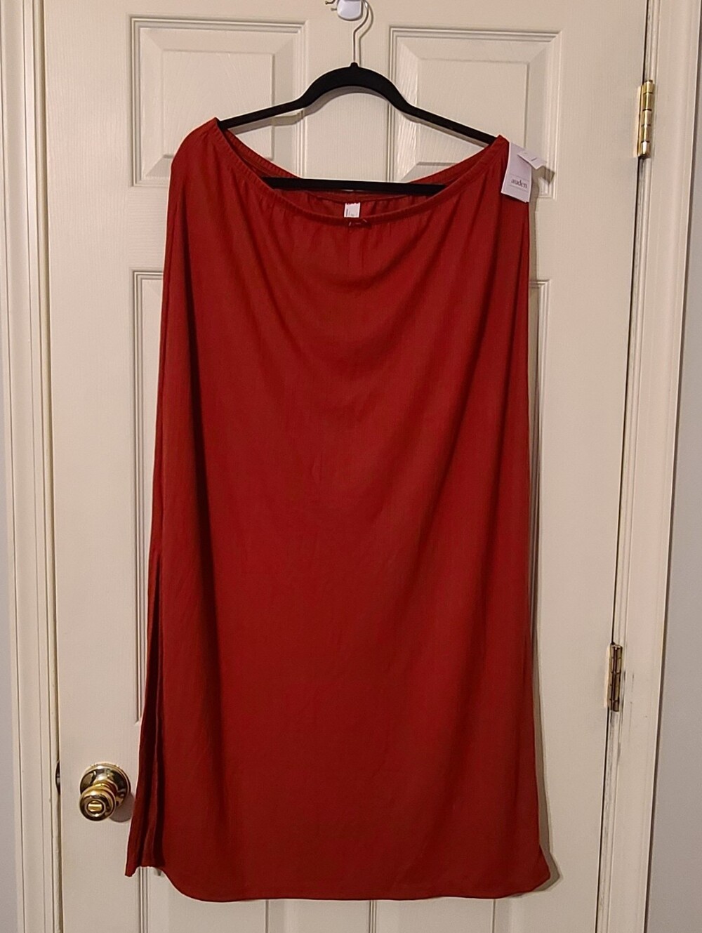 Auden Rust-Red Maxi Skirt with Pull-On Waist